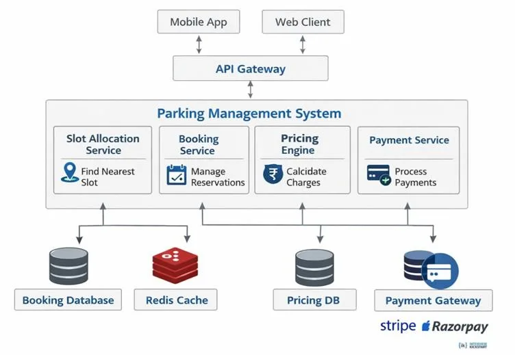 Component diagram of the parking management system design