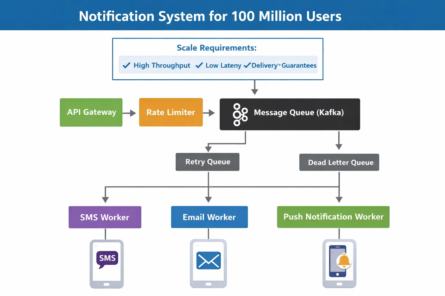 Notification System for 100 million users