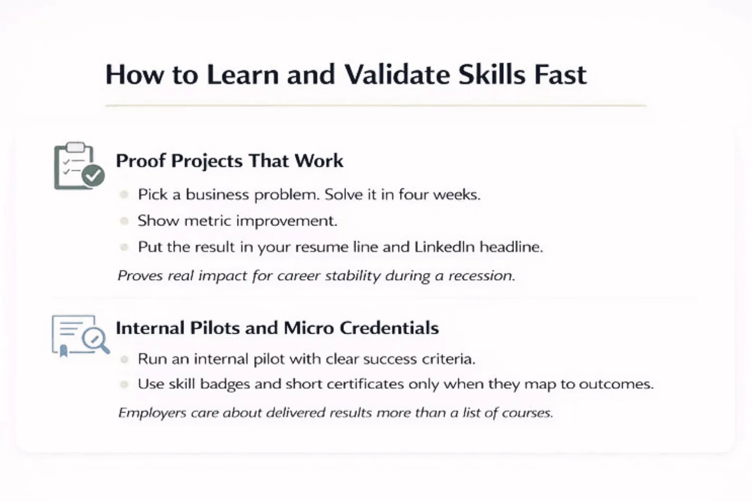 How to Learn and Validate Skills Fast
