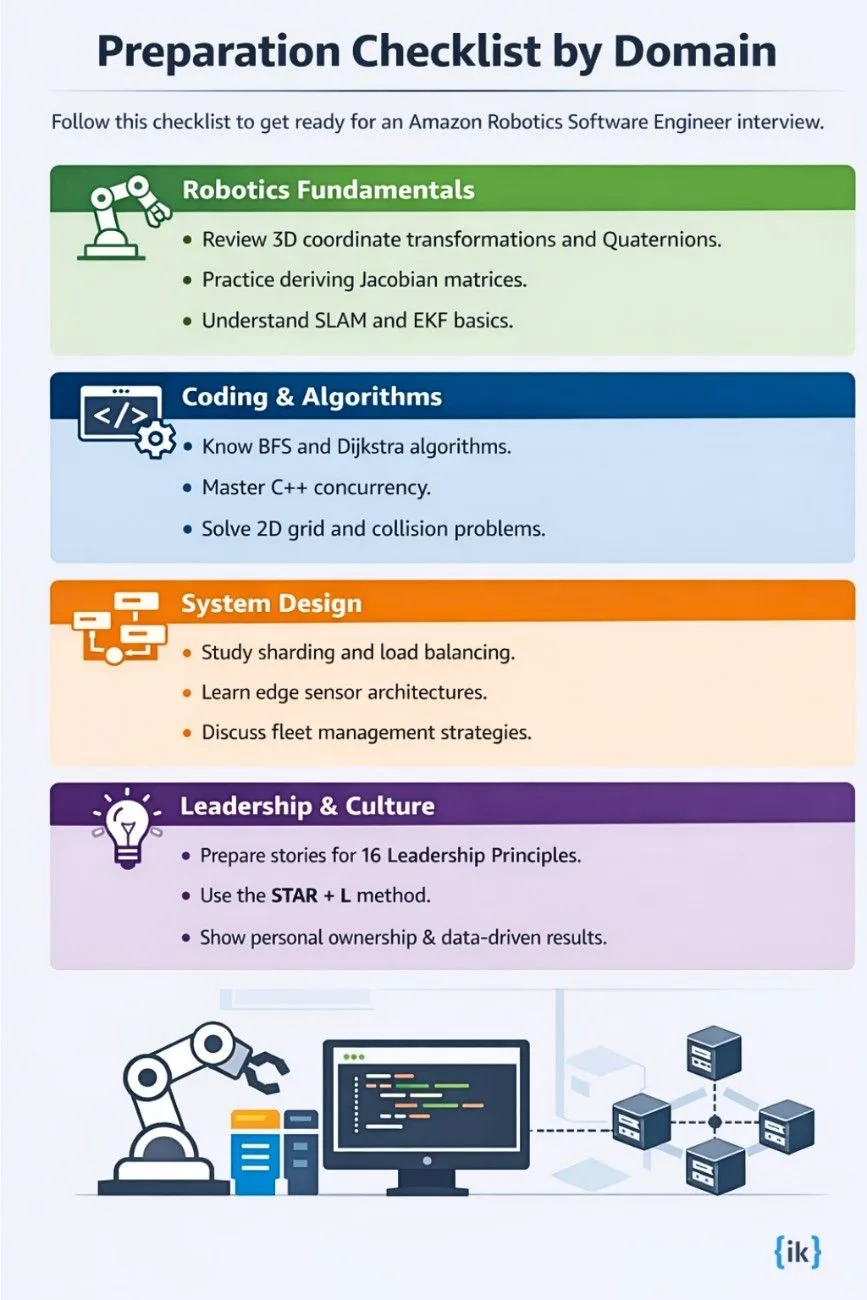 Amazon robotics software engineer interview prep checkllist